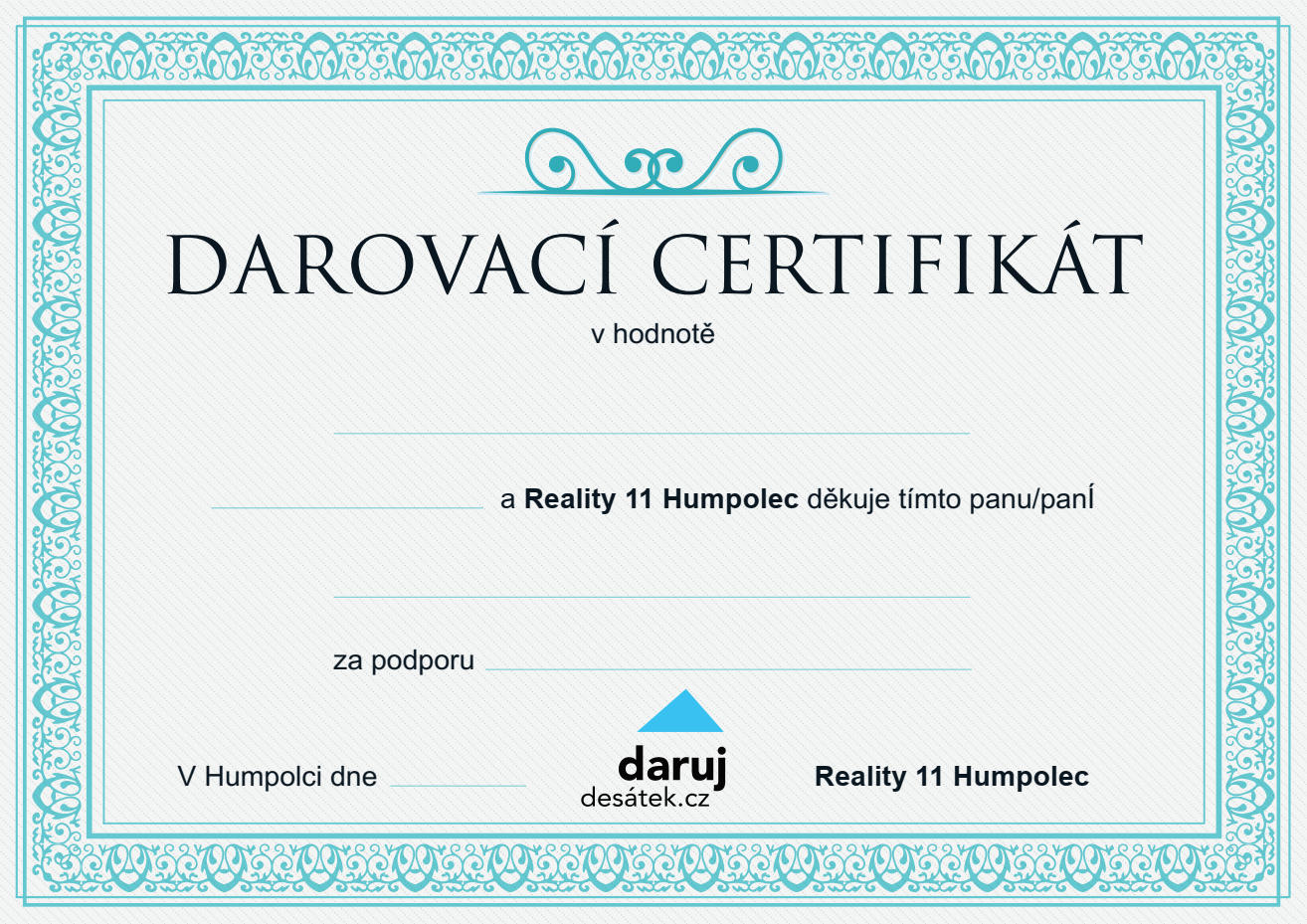 Certifikát vzor